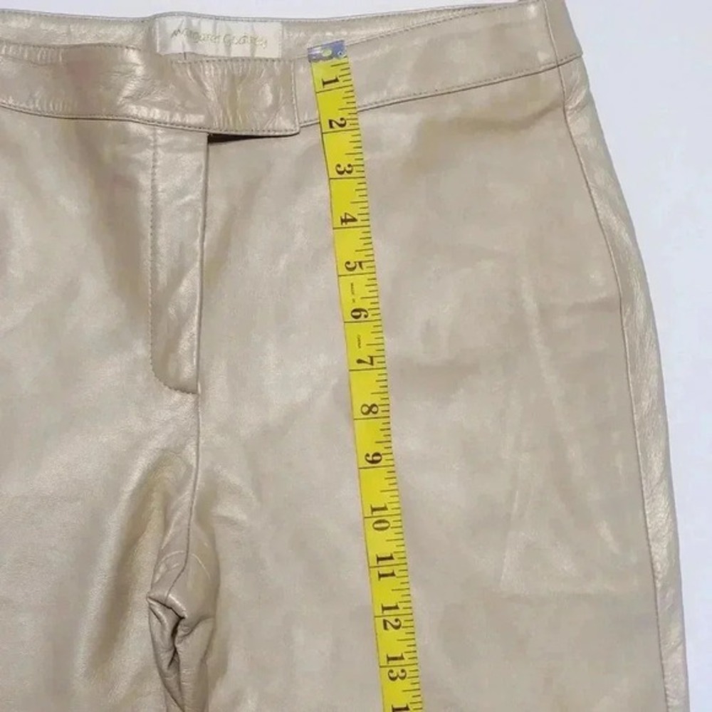 Margaret Godfrey Champagne Metallic Leather Straight Leg Pants Size 8 Gold - Picture 10 of 10